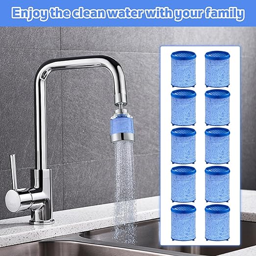 10 Pack Sink Water Faucet Filter Cartridge, Faucet Water Filter Replacements for Faucet Kitchen Bathroom Sink Filter Removes Chlorine Fluoride Heavy Metals Hard Water