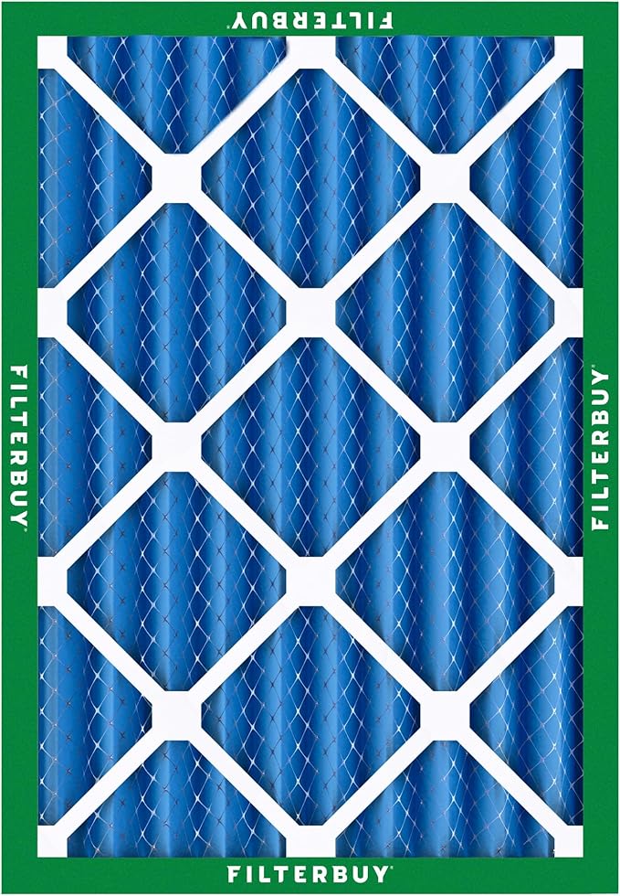 Filterbuy 24x25x4 Air Filter MERV 13 Optimal Smoke & Allergy Defense (4-Pack), Electrostatic Pleated HVAC AC Furnace Filters Replacement, Made in USA (Actual Size: 23.75 x 24.75 x 3.63)