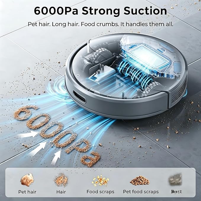 Kilgone Robot Vacuum and Mop Combo, Tangle-Free Powerful Suction, Robotic Vacuum Cleaner - Alexa & App Scheduling, Long Runtime, Automatic Robot Vacuum Cleaners for Home