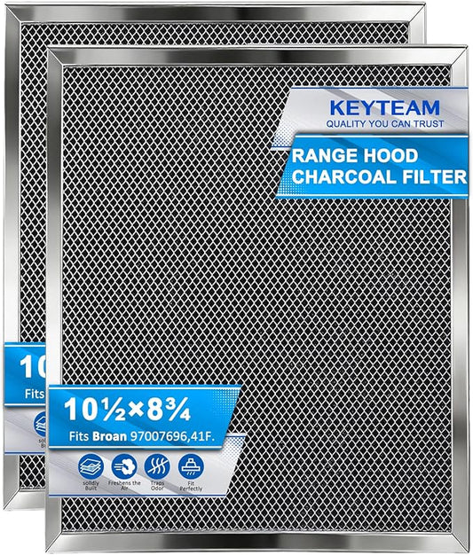 2-Pack 97007696 Range Hood Grease Filters, 8.75" x 10.5" x 0.4" - Upgraded Stainless Steel Frame & Aluminum Mesh Charcoal Combo, Compatible with Bro.an Range Hood (Replaces 97005687 & 6105C)