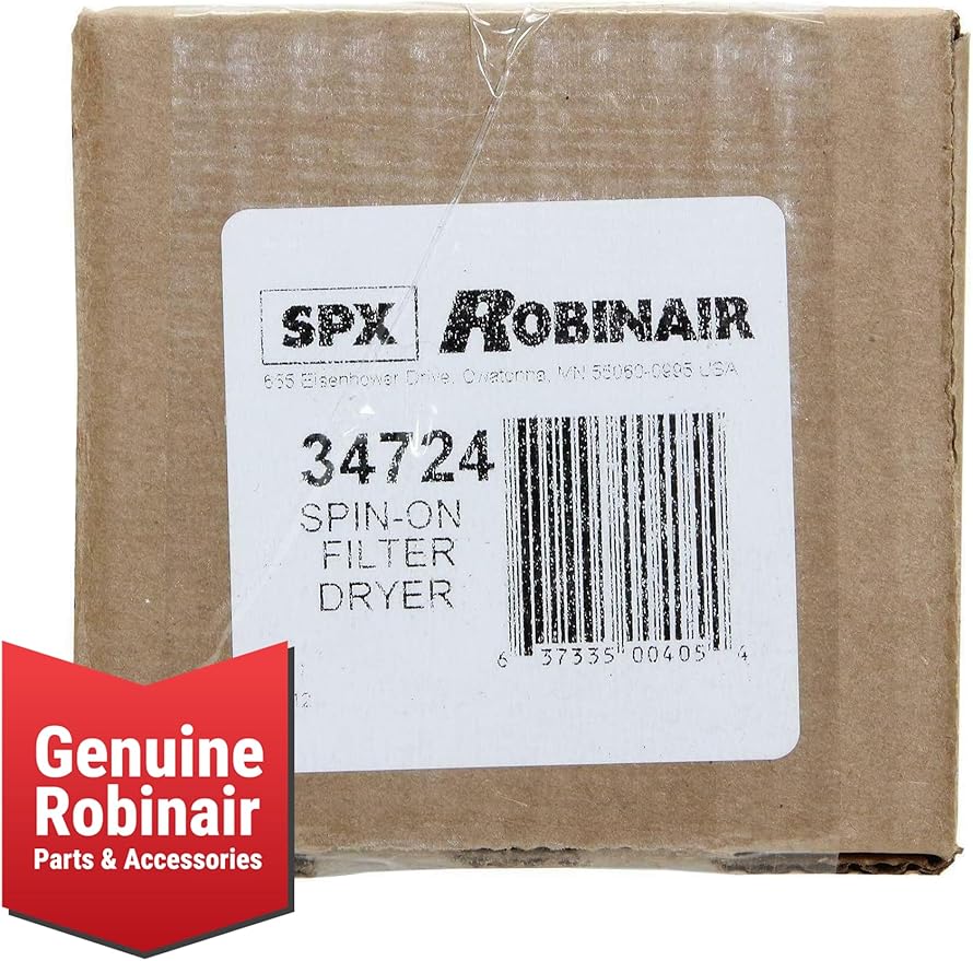 Robinair 34724 A/C Recycling Filter-Drier Spin-On Replacement Filter - Compatible with 34288, 34288NI, 34788, 34788NI, 34788NI-H, 34888HD, 34988, 34988NI, 34998, AC1234-4/6/9 RRR Machines + More