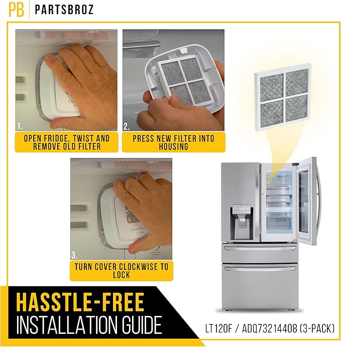 PartsBroz Air Filter 3-Pack for LG LRFVS3006S Refrigerator Air Filter Replacement