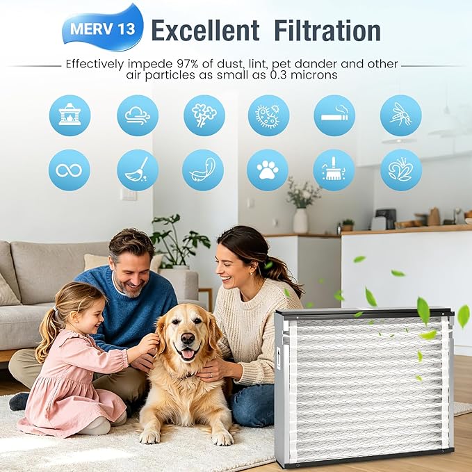 2 Pack 313 Replacement Air Filter, 20 x20 x4 Inches, MERV 13 Furnace, Compatible with AprilAire 1310, 2310, 3310, 4300 Whole House Air Purifier
