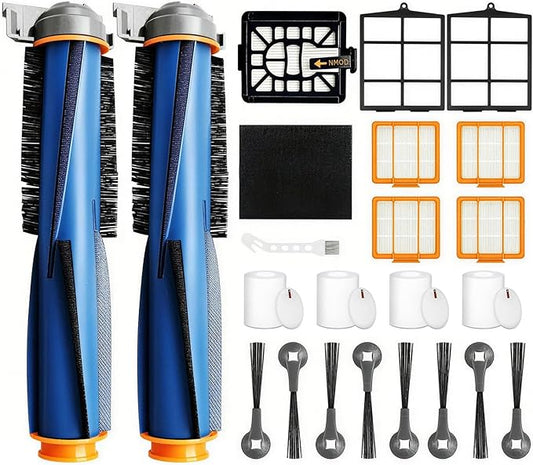 Replacement Parts Compatible with Shark AI AV2501S AV2511AE AV2501AE RV2502AE RV2610WA AV2510AOUS RV2520AOUS Robot Vacuum Cleaner, 2Main Brush, 4 motor pre-filters, 4Foam Filters, 8Side Brushes
