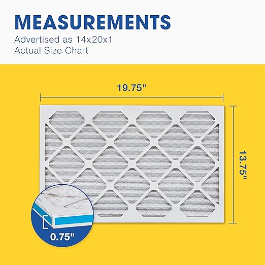 Aerostar 14x20x1 MERV 8 - 6 Count - High Efficiency Pleated HVAC, Furnace & Air Conditioner Filters - Removes Dust, Lint, Mold & Allergy-Causing Pollen