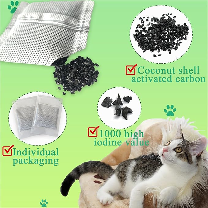 PurifyLogix 12 Pack Odor Eliminator for PuraMax Self-Cleaning Cat Litter Box, Natural Activated Charcoal Filters Refills, Cat Toilet Odor Control Replacement for Automatic Litter Box