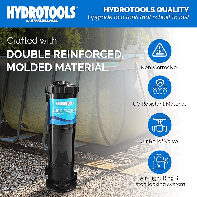 SWIMLINE HYDROTOOLS Above-Ground Pool Cartridge Tank & Replacement Filter Element - 150 Sq. Ft. High-Performance Filtration, Sure-Flo Pro System, Pump or Base Not Included