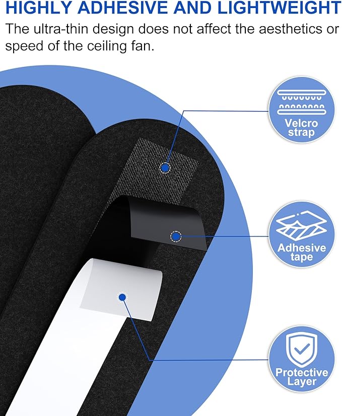 Universal Ceiling Fan Filters for Blades, Activated Carbon Fan Air Purifier Pads, Washable Reusable Dust Allergen Pet Dander Smoke Odor Eliminator, Easy Install (5 Pack)