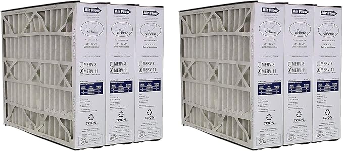 Trion 3 Pack Pleated Air Filter, Air Bear MERV 11 for HVAC/Furnace, 20x25x5 in.