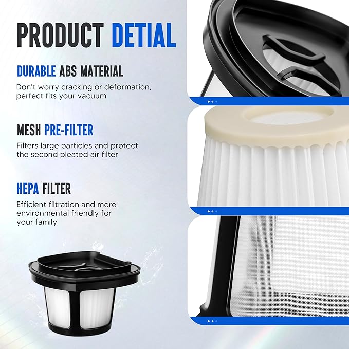 Improvedhand 2390A 2284W Vacuum Filter Replacement for Bi-ssell Pet Hair Eraser Filter Hand Vac 2390, 2389, 2284W Compare to Parts # 1614212 1614203 1614204, 4-Pack