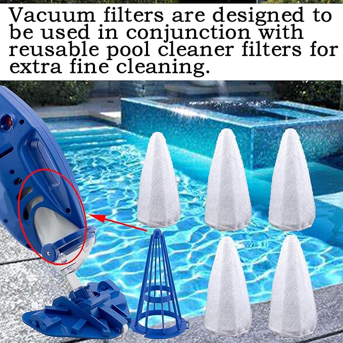fits Vacuum Filter Cotton & Cone Filter Frame for Pool Blaster Water Tech Centennial Filter (1 Cone Filter Frame+5 Filter Bag)