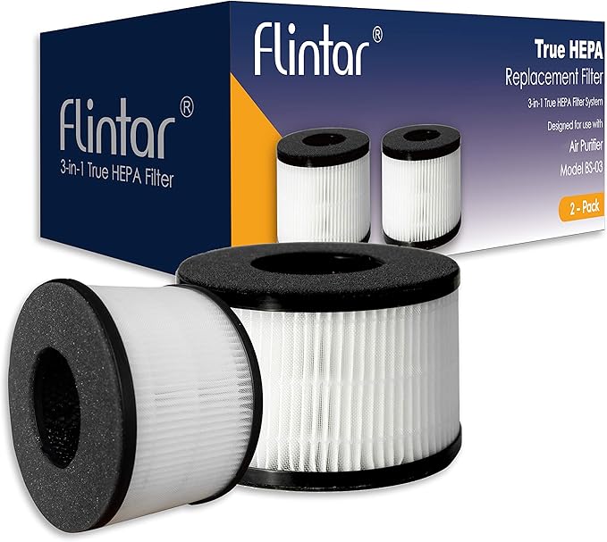 BS-03 Replacement Filter, Compatible with PARTU and SLEVOO BS-03 HEPA Air Purifier, 2-Pack