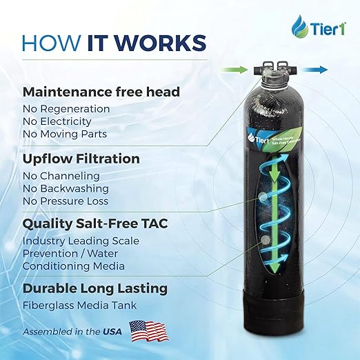Tier1 Whole House Scale Prevention System | 900,000 Gallon TAC Conditioner | Salt-Free Descaler with Upflow Design | Hard Water Scale Control for Home Filtration