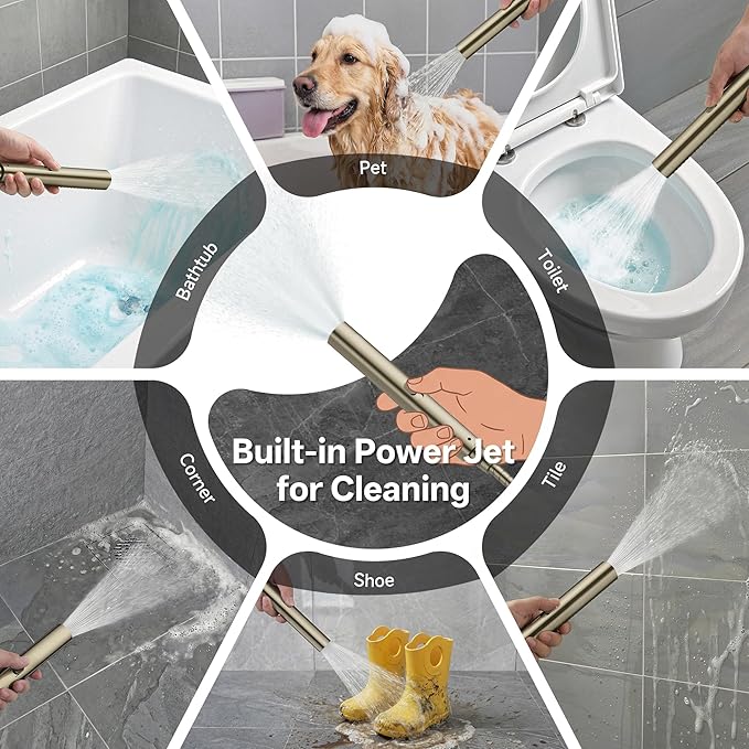 Veken All Metal 10" Brushed Nickel Shower Head with Handheld, Luxurious Square High Pressure Double Rain Shower Heads with Power-wash Hand Held, Dual Detachable Rainfall Showerhead,Bathroom Upgrade