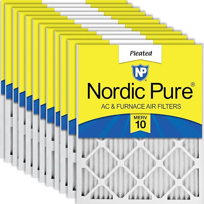 Nordic Pure 16x20x1 (Actual Size: 15 1/2 x 19 1/2 x 3/4) Pleated MERV 10 Air Filters 12 Pack