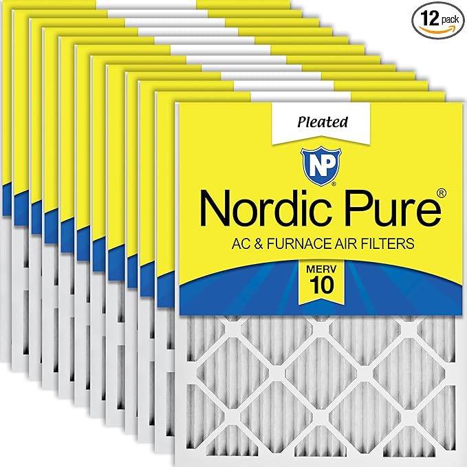 Nordic Pure 20x24x1 (Actual Size: 19 1/2 x 23 7/16 x 3/4) Pleated MERV 10 Air Filters 12 Pack