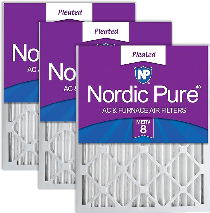 Nordic Pure 16x25x2 (Actual Size: 15 1/2 x 24 1/2 x 1 3/4) Pleated MERV 8 Air Filters 3 Pack