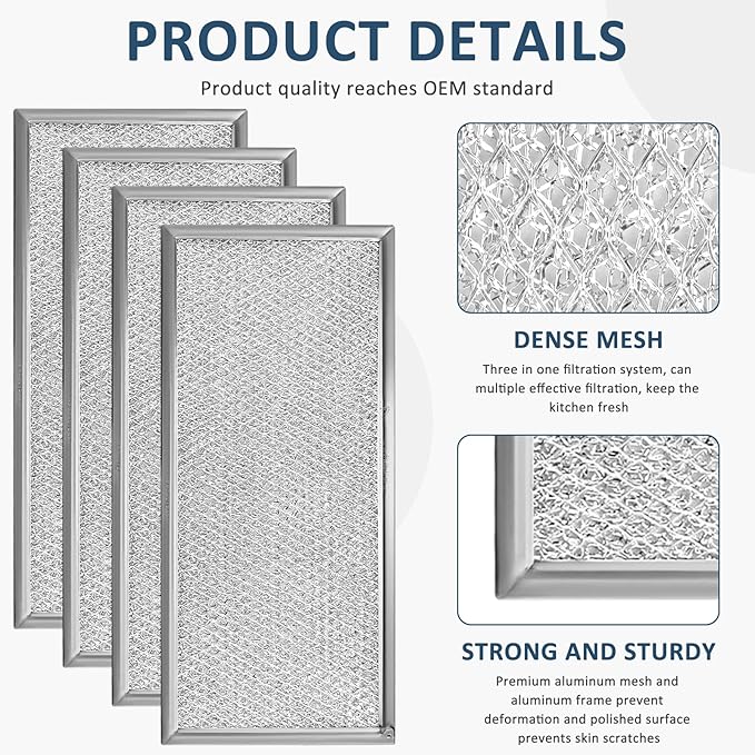 Fits for Whirlpool W10208631A Microwave Grease Filter - Approx 13" x 6" by AMI PARTS (4-Pack)