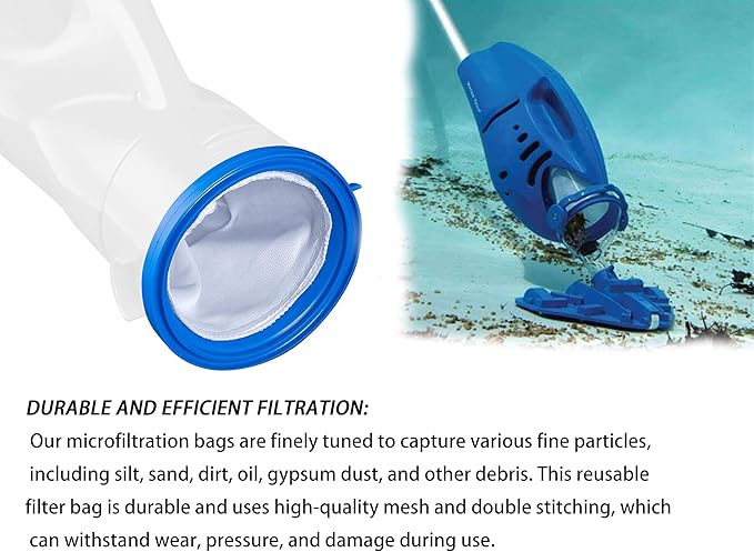Sand & Silt Filter Bag P30X022SS/ PBW022SS Compatible with Pool Blaster Max, Catfish Ultra, iVac 250, iVAC C2, Volt FX-4 and Jacuzzi JPV200 Handheld Pool Vacuums（2 Pack）