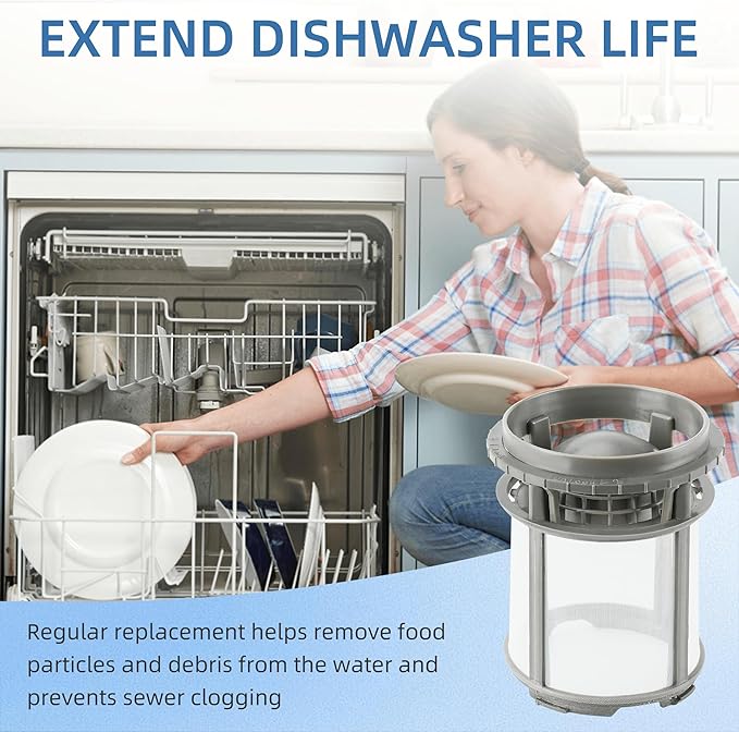 Dishwasher Filter For Whirlpool W10872845,Dishwasher Pump Filter Cup Replacement For Amana KitchenAid Kenmore,Replaces AP6030094 W10465373 W10693534 Pump Cup,Fit Whirlpool WDT730PAHZ0 WDF520PADM7