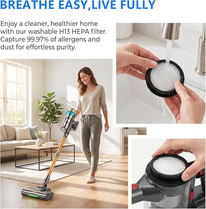 AWO 4 PACK Replacement Washable and Reusable Vacuum Filter Compatible with Eleckeys K10 Cordless Stick Vacuum Cleaner