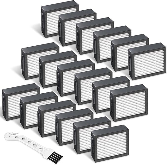 Improvedhand Filters Replacement Fit for i-Robot Roomba E I & J Series i7 i7+/plus i3 i3+ i4 i6 i6+ i8 i8+ E5 E6 E7 Vacuum Cleaner parts 4639161, 18 Pack Filter Replacements + 1 Cleaning Brush