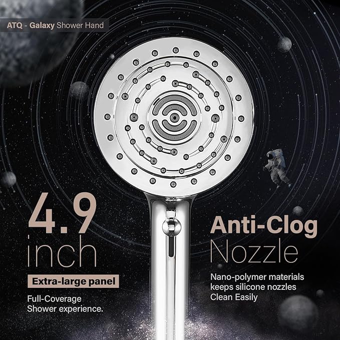 Filtered Shower Head 7 Spray Mode High Pressure Shower Head with Handheld Water Softener Filters Beads,79" Long Hose,Built-in Power Wash Mode (7 Modes, Chrome)