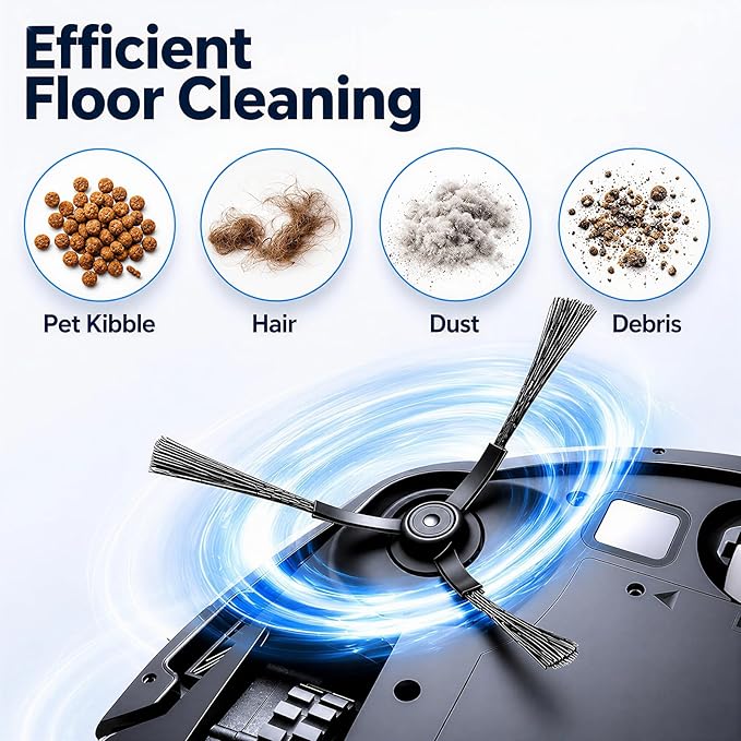 WVCR200S Accessories Kit for WYZE Robot Vacuum Cleaner WVCR200S Replacement Parts Kit, 2 Main Roller Brush, 6 Hepa Filter, 8 Side Brush, 1 Cleaning Tools (17PCS)