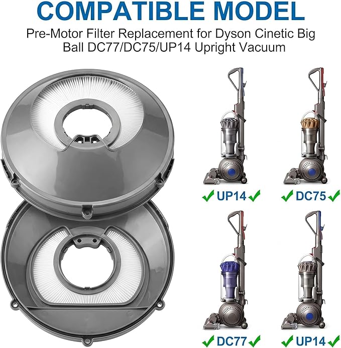 2 Pack Post Motor Filter for Dyson DC75 Cinetic Big Ball DC77 UP14 Animal Carbon HEPA- Replacement Part 966977-01 966516-01 966738-02 Filter Exhaust Motor Assembly w/Screws