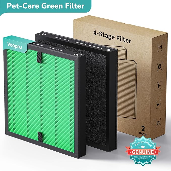 2 Pack Pet-Care Filter for DH-JH023 Air Purifier|4-in-1 Replacement Filter with PetFocused Layer Efficient Activated 99.97% of Aller-gen Pollen Pet Dander Odors More, Pet-Care Green Filter