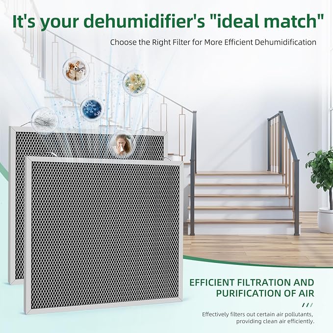 5881 Washable Filter MERV 8 Compatible with AprilAire Whole-House Dehumidifiers Models E100 E080 and Dehumidifying Ventilator 8192A Replacement Filter, 2 Pack