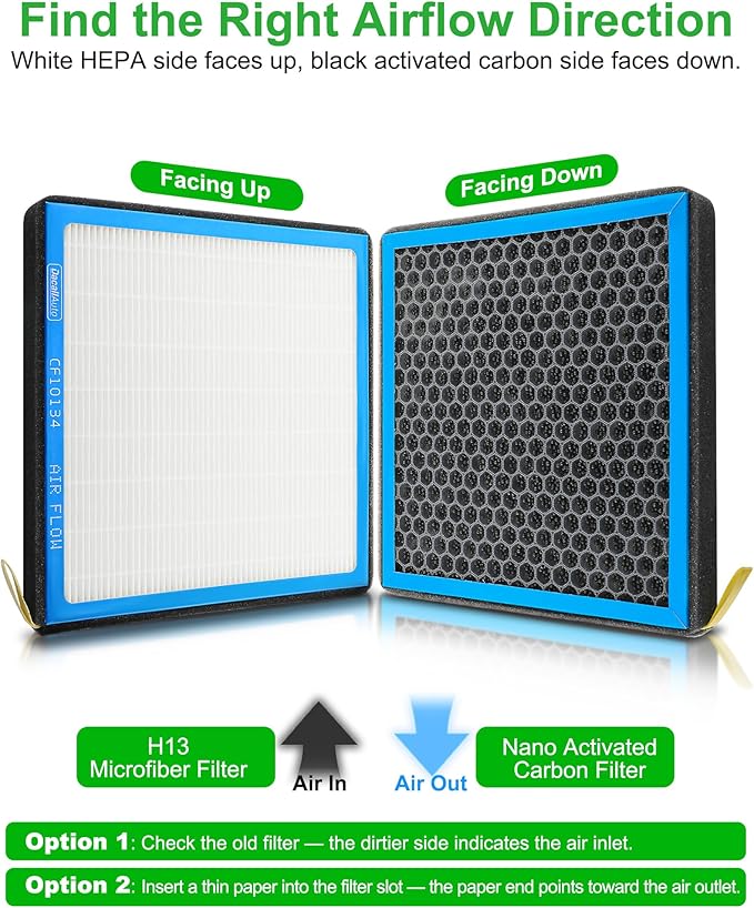 CF10134 Activated Carbon Beads Cabin Air Filter fit for Honda Accord 2003-2022, Civic 2006-2015, CR-V 2007-2016, Odyssey 2005-2017, Pilot 2009-2022, Acura TL TSX MDX RDX ILX RL RLX TLX