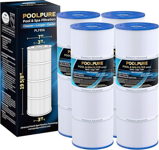 POOLPURE CX580XRE Pool Filter Replaces Hayward C580E, PA81-PAK4, Ultral-A3, Unicel C-7483, Hayward SwimClear C3020, C3025, C3030, Filbur FC-1225, FC-6425,4 X 81 sq. ft.Cartridge,L x OD: 19 5/8"x 7"