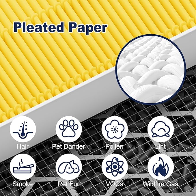 116130 Pet Care Replacement Filter H for Winix 5500-2 AM80 Plasmawave Air Purifier, High Efficiency Filter and Activated Carbon Filter Combo Pack, 2 Set, Yellow