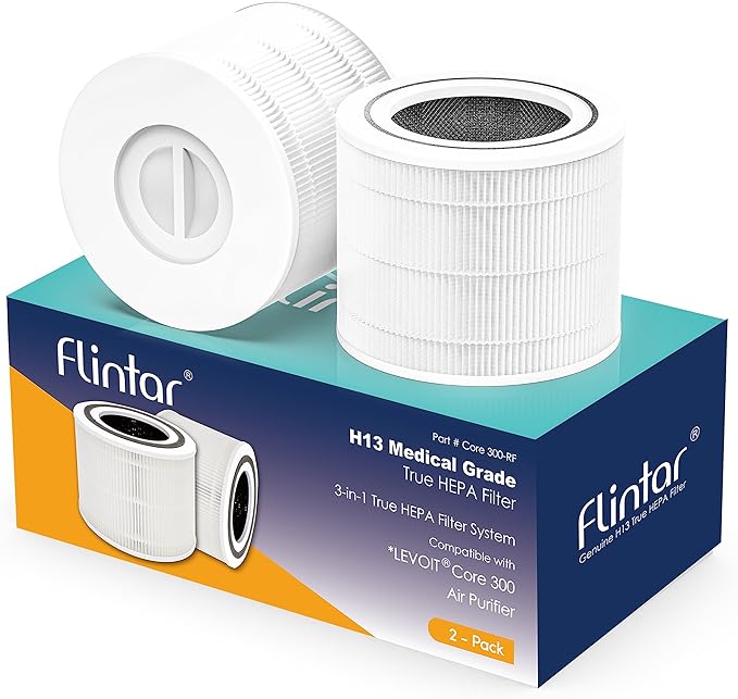 Core 300 Replacement Filters, Made in Taiwan, Compatible with LEVOIT Core 300-P, Core 300S Air Purifier, 3-in-1 H13 True HEPA Filter Replacement, Core 300-RF, 2-Pack