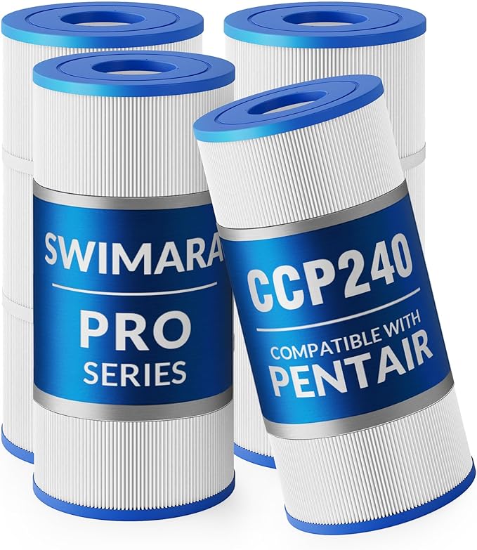 Pro Series Filter Cartridge, Replacement for PCC60 R173572 178569 Unicel C-7469 Filbur FC-1975, Compatible with Pentair Clean & Clear Plus 240, 3oz Trilobal Fabric, 240 Sq. Ft. 4-PK