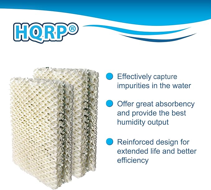 HQRP 4-pack HDC411 Wick Filter Replacement for Essick Air AIRCARE Horizon HD3120DCN, Titan TE3140DSLV, Canyon 14416A 4.75-Gallon Console Evaporative Humidifiers, HDC-411
