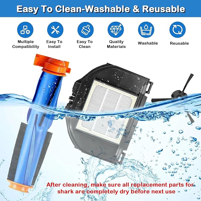 RV2310AE Replacement Parts for Shark Matrix AV2310AE RV2300S RV2320S UR2350AE (Not For RV2300), 1 Main Brushes, 1 Main Brush Cover, 1 Filter, 2 Sponge Filters, 1 Foam Filter, 4 Side Brushes