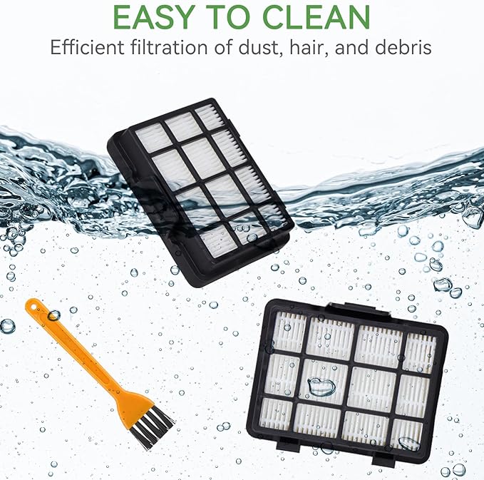 Replacement Filters Compatible with Eureka NEN180 NEN186BL Bagless Canister Vacuum Cleaner - 2 Pack Replacement Filters, 1 Cleaning Brush(It's Not Dust Cup Filters)