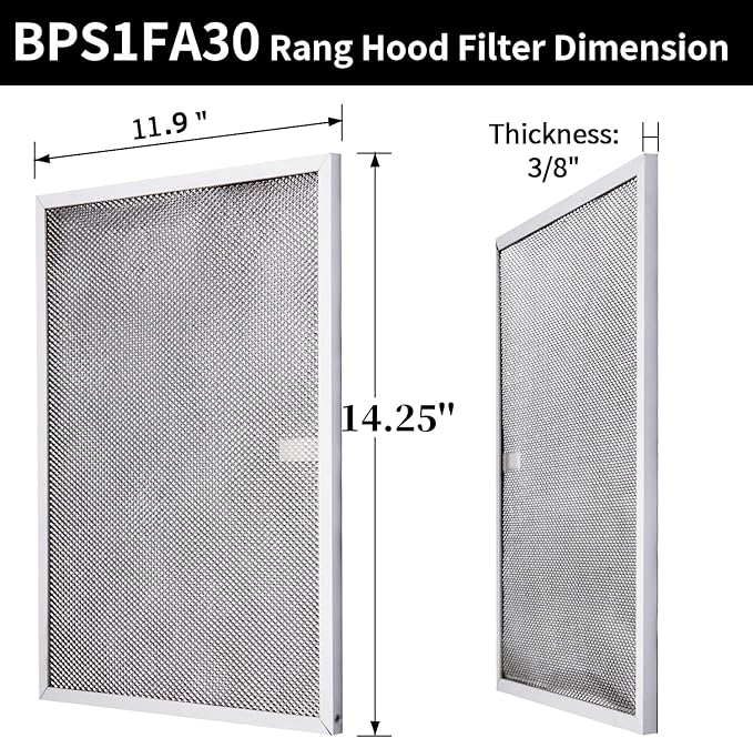 BPS1FA30 Range Hood Filter 11-3/4"X 14-1/4"X 3/8" for 30-Inch Broan Nutone QS1 WS1, Allure Grease Filter, Replaces 99010299,S99010305,AP3378953 Range Hood Filters Replacement Aluminum(2 Pack)