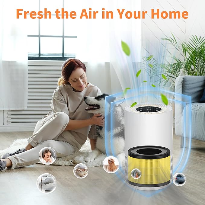 4 Packs AP-S0610L Pet Care Replacement Filters Compatible with MOOKA AP-S0610L Air Purifier, 3-Stage System for Odors, Dander and Smoke