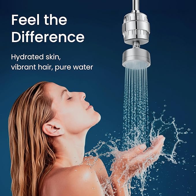 LAIFsolutions Vortex-Action Filtered Shower Head – High Pressure Shower Head Filter for Hard Water, KDF Turbo Filter Removes Chlorine & Heavy Metals, Water Softener Shower Head (Full Set)