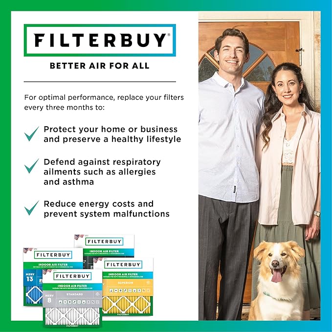 Filterbuy 24x24x4 Air Filter MERV 11 Superior Pet & Allergy Defense (2-Pack), Electrostatic Pleated HVAC AC Furnace Filters Replacement, Made in USA (Actual Size: 23.38 x 23.38 x 3.63)