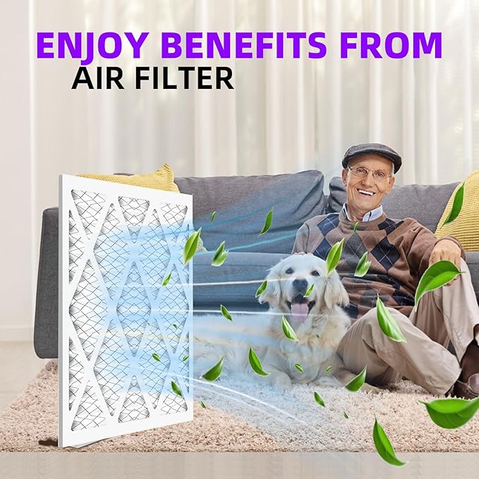 12x20x1 MERV 13 (6-Pack) Pleated Air Filter (Actual Size: 11.75"x19.75"x0.75") MPR 1900 & FPR 10, Furnace Air Filters
