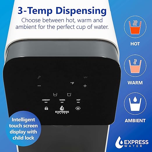Express Water ROC001 UV Countertop Water Filter System – Hot, Room, Ambient Reverse Osmosis Water Filter System – 5 Stage RO Water Filter System with UV Water Purifier – No Installation Required