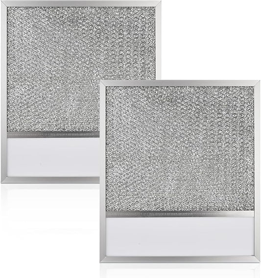Range hood Filter with Light Lens Replacement Compatible with Air-O hoods 1200 and other brands, Exact Range Hood Aluminum Lens Grease Filters 11 x 12 x 3/8 Inches (2 Pack)