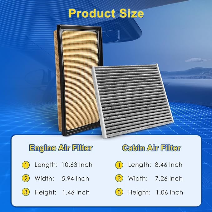 Cabin & Engine Air Filter Kit Fits 2019-2025 RAV4 2.5L (Hybrid), 2021-2024 RAV4 Prime 2.5L (Hybrid/EV-Gas)