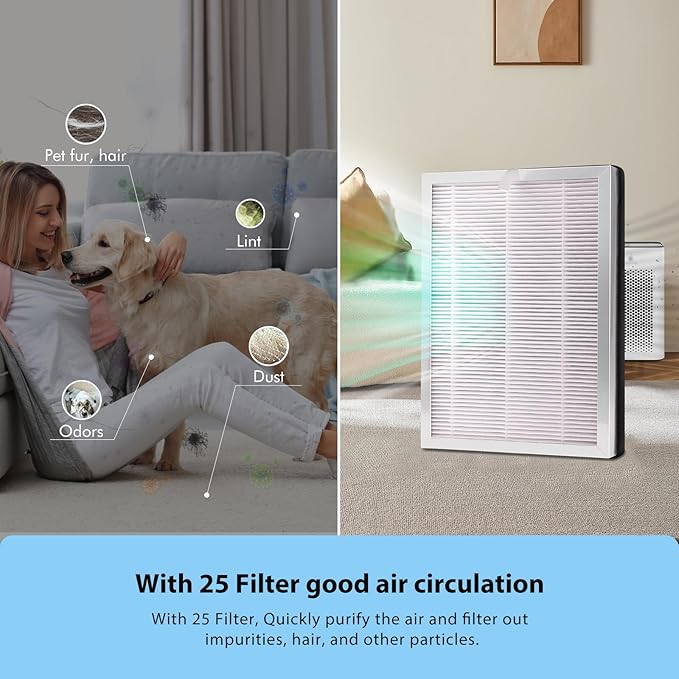 6 Pack MA-25 Filter Compatible with MED MA-25 Air Purifier S1/W1/B1, 3-in-1 Filtration System of MA25, H13 True HEPA and Activated Carbon Filter