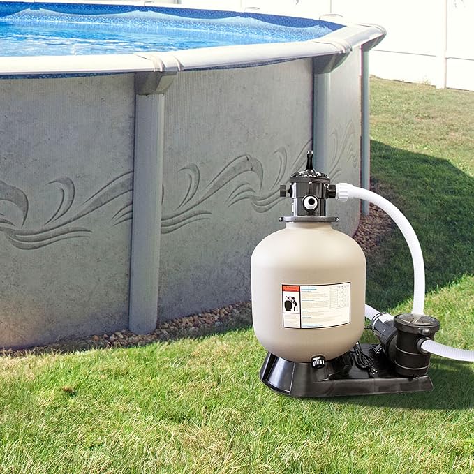 SWIMLINE Sand Filter Pump for Above Ground Pool - 19'', 1 THP, 4500 GPH Pump flow rate 6 way Multi port valve, Easy Installation