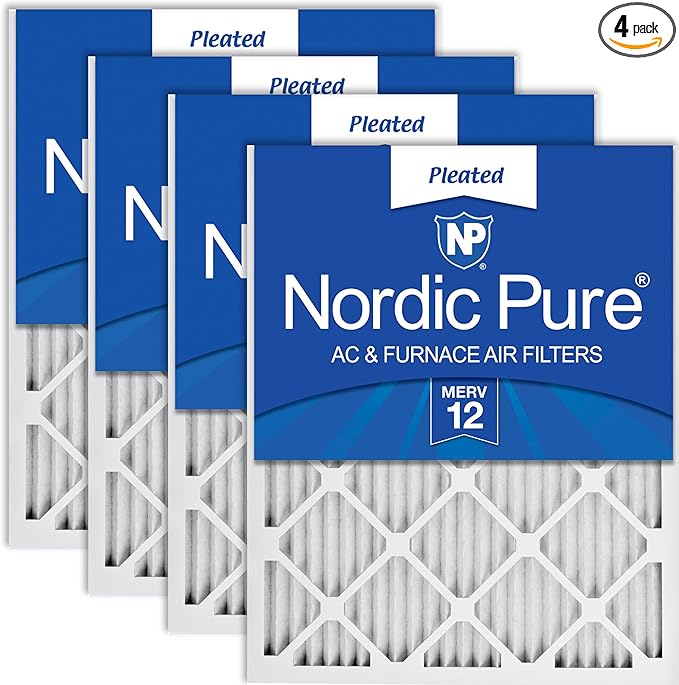 Nordic Pure 12x24x1 (Actual Size: 11 1/2 x 23 1/2 x 3/4) Pleated MERV 12 Air Filters 4 Pack